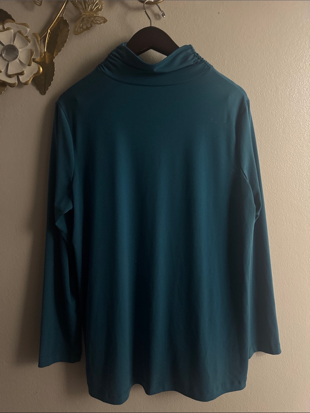 Susan Graver Teal Long-Sleeve Turtleneck Sweater